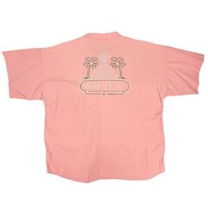 Crazy Shirt Mauna Kea Cafe XL Pink Button Down Vintage Top Kona Hawaii Tiki Pink